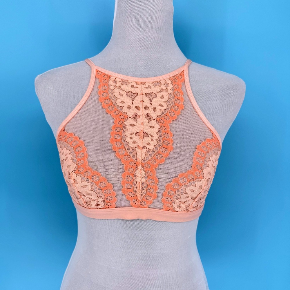 Victoria's‎ Secret Body By Victoria Coral Lace High Neck Bralette S Layering Top